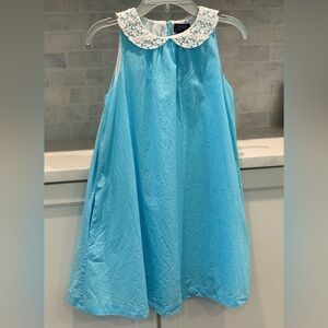 Girls Size 10 Polo Ralph Lauren Turquoise Gingham Sleeveless A Lined Dress